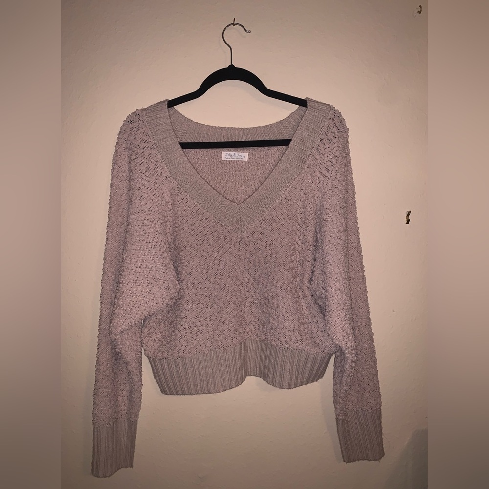 Jolie & Joy Medium Pink Cropped Fleece Sweater